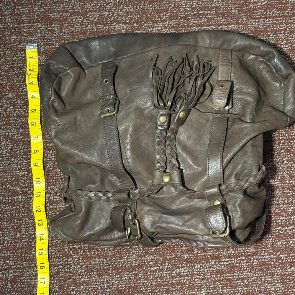 Marzia made in Italy genuine leather chocolate brown western slouchy fringe bag